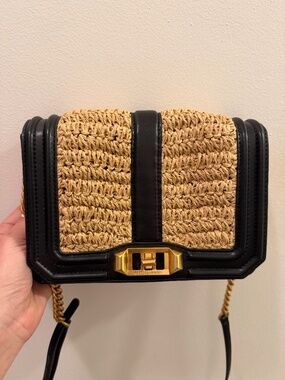 Rebecca Minkoff leather and raffia purse